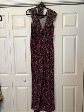 IMAN Multicolor Paisley & Floral Maxi Dress